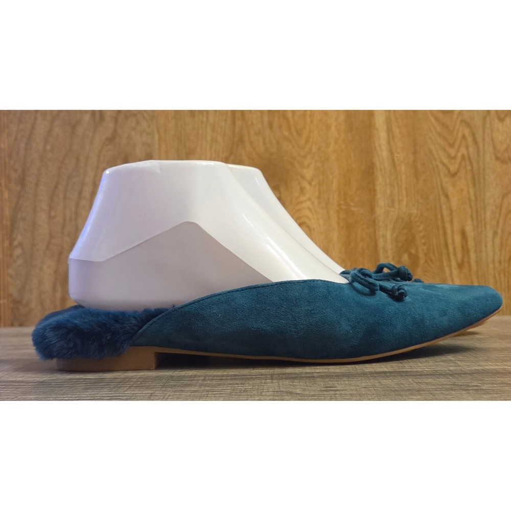 Chico's Striking Teal Faux Fur Penny Flats Womens Size 8